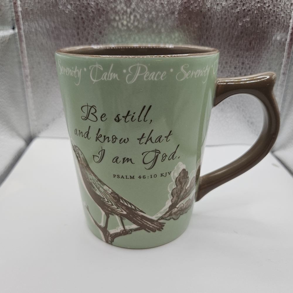 Be Still Inspirational Green and Brown Mug Dayspring